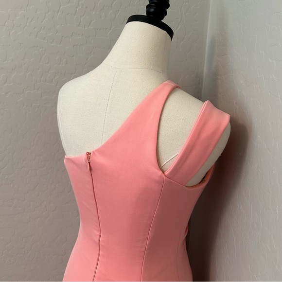 NEW JOVANI SZ 4 BLUSH ASYMMETRICAL ONE SHOULDER FORM FIT FORMAL EVENING GOWN - Picture 9 of 16